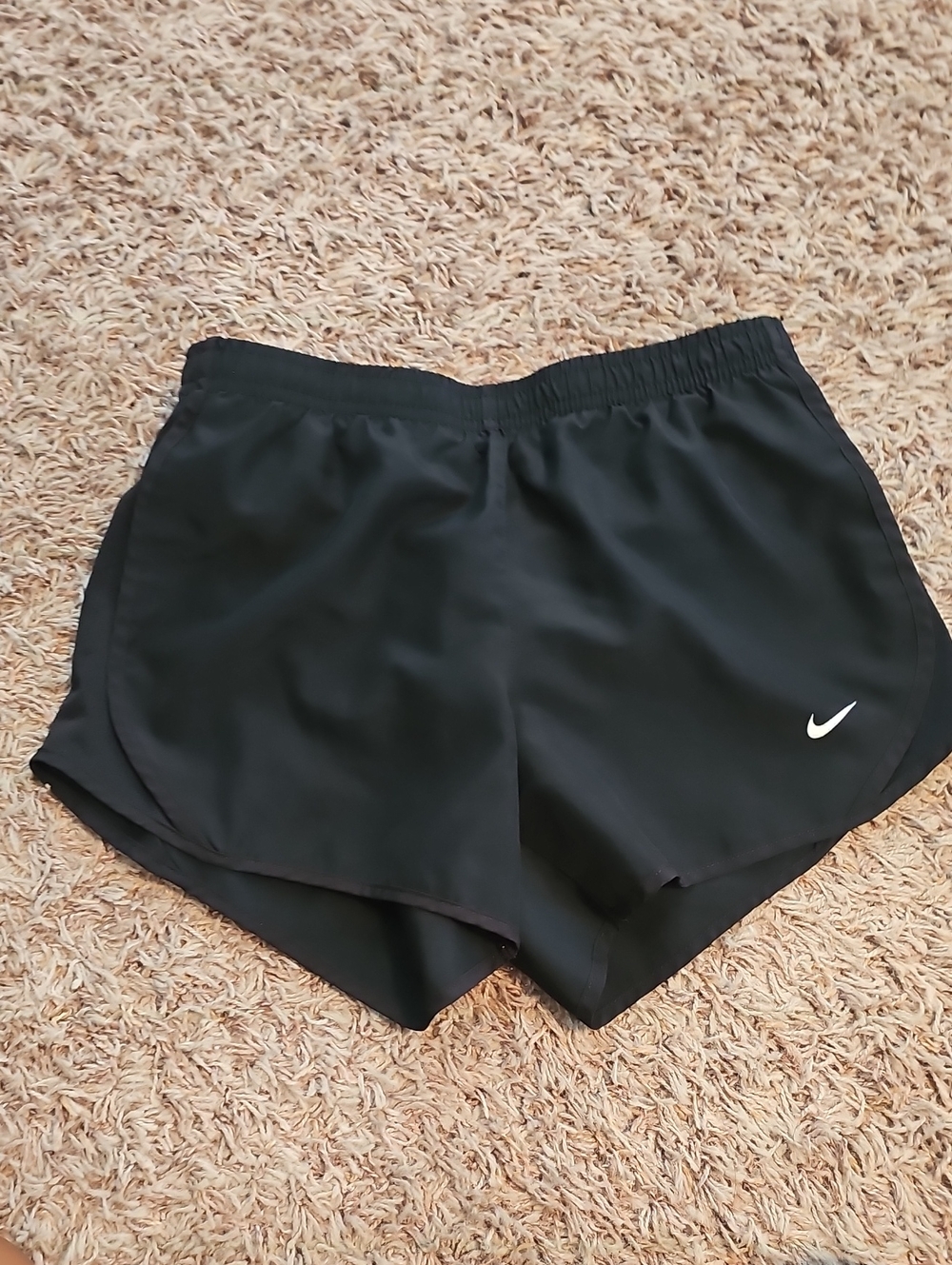 Nike Girls Black Athletic Running Shorts with White Swoosh